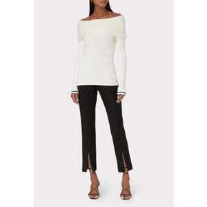 MILLY Reagan Bi-Stretch Ankle Zip Cigarette Pants Black Women's Size 6